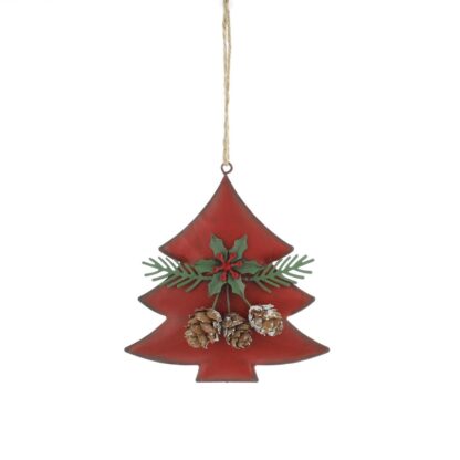 Hanging Metal Tree With Green Foliage Heart - Christmas Decoration