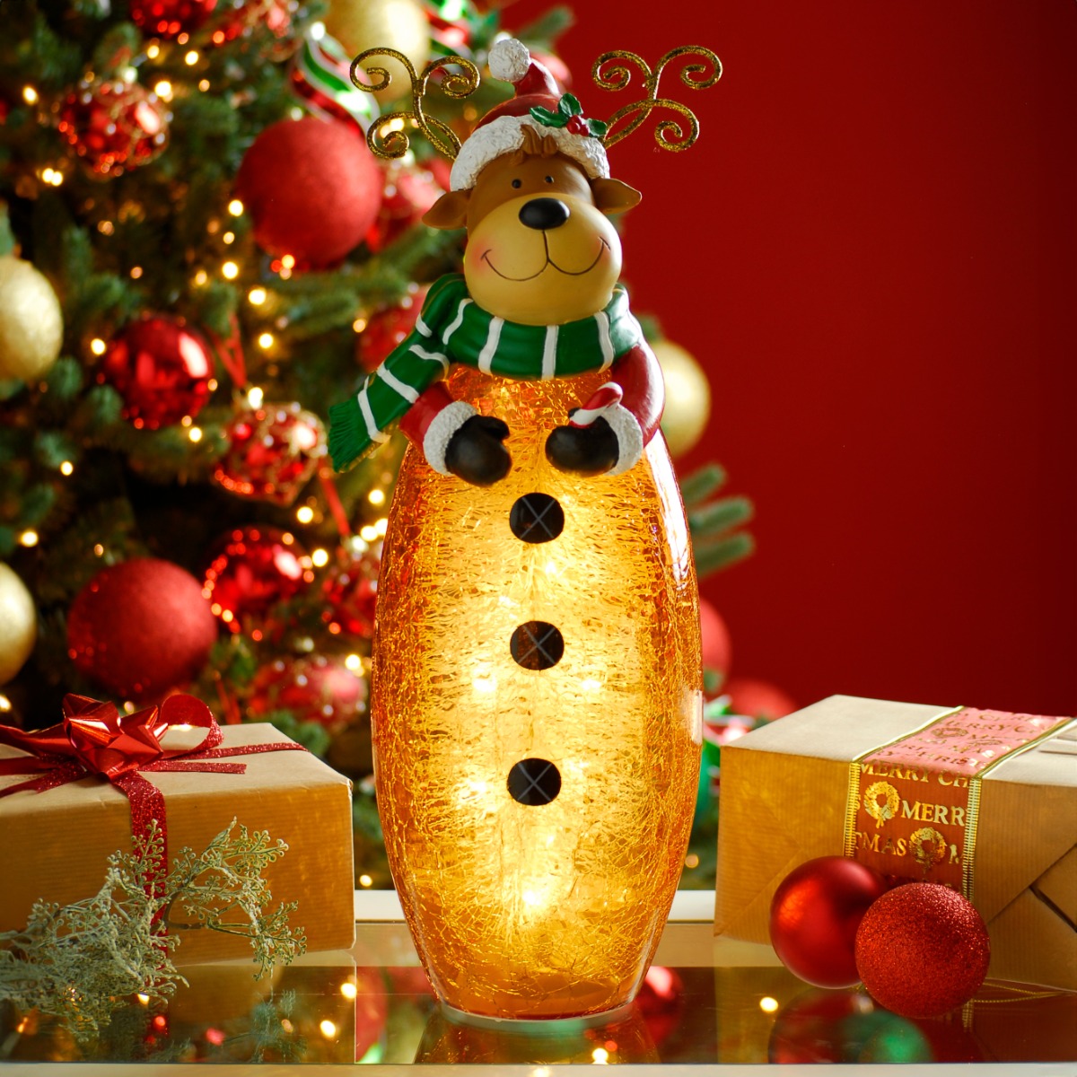Led Glass Reindeer - Christmas Decoration - Battery Operated