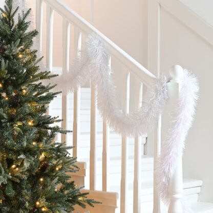 Long White Downswept Tinsel - Christmas Tree Decoration - 5m