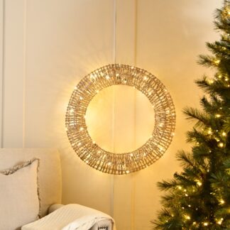 Led Champagne Gold Wreath - Christmas Decoration - 60cm