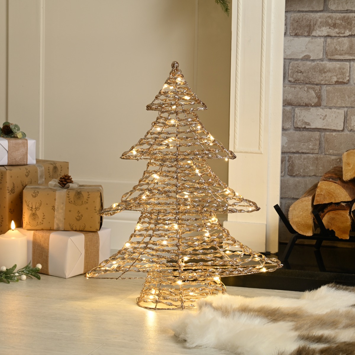 Led Champagne Gold Tree - Christmas Decoration - 60cm