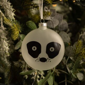 Racoon Printed Decal Glass Bauble - Christmas Tree Decoration