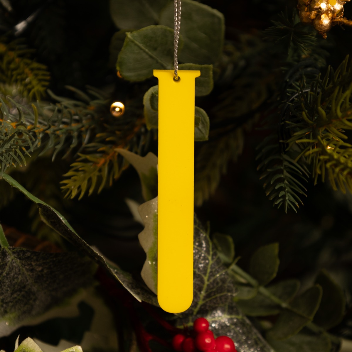 Yellow Laser Cut Acrylic Beaker - Christmas Tree Decoration