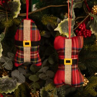 Hanging Assorted Tartan Fish And Bone Decoration - Pack of 2 - Christmas Decoration