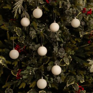 White Bauble Selection - Pack of 12 - Christmas Tree Decoration