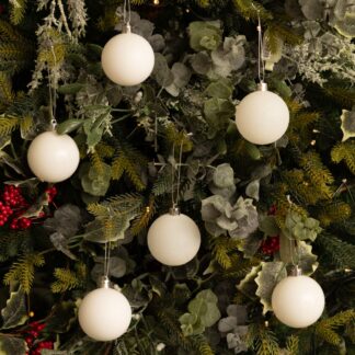 White Bauble Selection - Pack of 24 - Christmas Tree Decoration