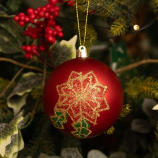Poinsettia Design Bauble - Christmas Tree Decoration