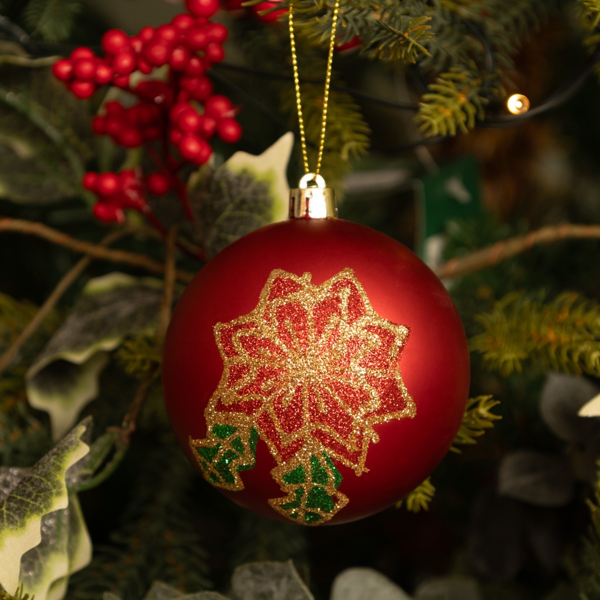 Poinsettia Design Bauble - Christmas Tree Decoration