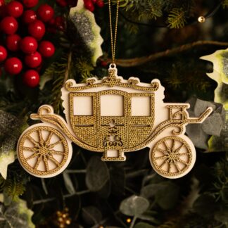 Gold & White Carriage - Christmas Tree Decoration