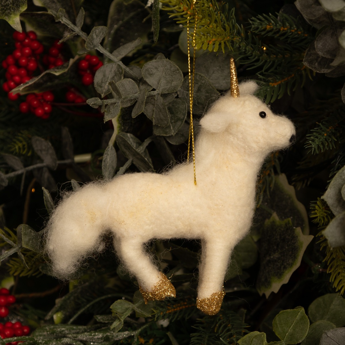 White Wool Unicorn - Christmas Tree Decoration