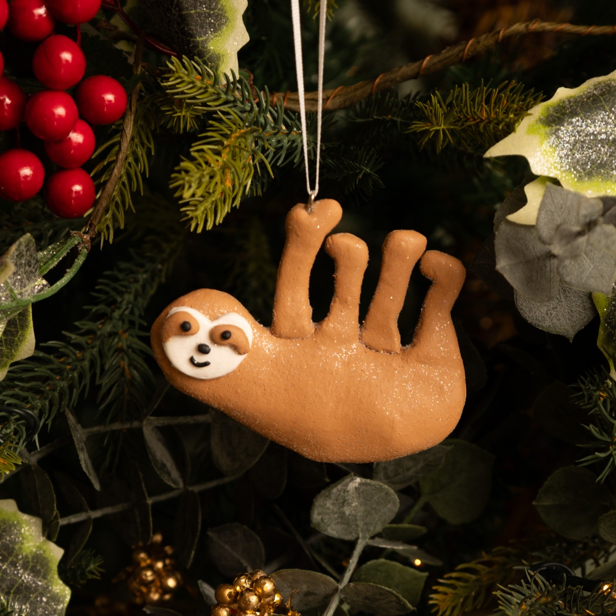 Brown Claydough Sloth - Christmas Tree Decoration