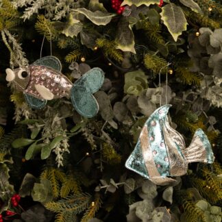 Butterfly Fish in Metallic Finish - Christmas Tree Decoration - Pack of 2