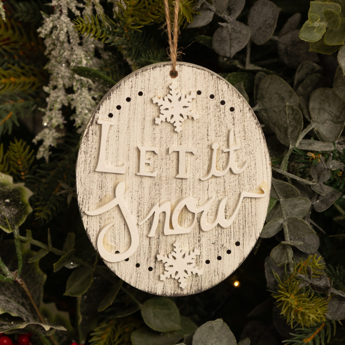 Let It Snow Plaque Hanging - Christmas Tree Decoration