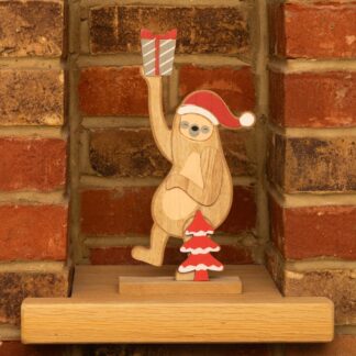 Wooden Standing Sloth - Christmas Decor