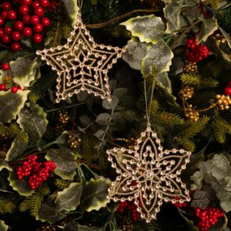 Metalic Rose Gold Stars - Christmas Tree Decoration - Pack of 2