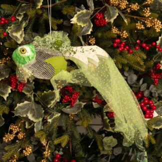 Green And White Mesh Fish - Christmas Decoration