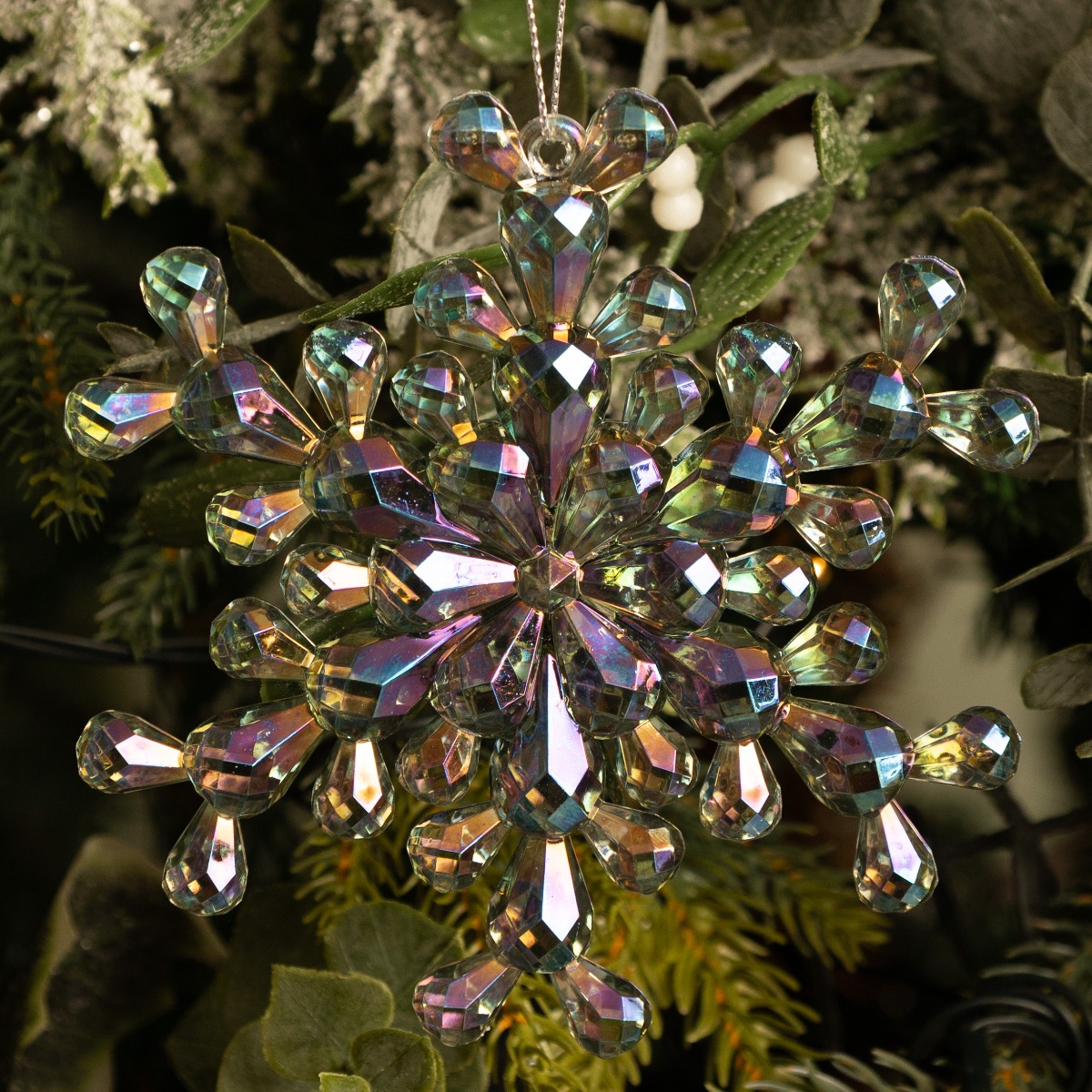 Light Grey Iridescent Snowflake - Christmas Tree Decoration