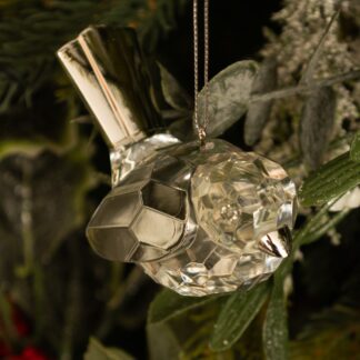 Hanging Clear Bird With Silver Wings - Christmas Decoration