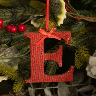 Red Wooden Letter E - Christmas Decoration