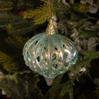Blue Iridescent Bauble - Christmas Decoration
