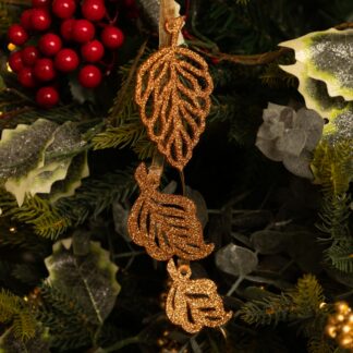 Hanging Gold Glitter Cascading Leaves - Christmas Tree Decoration