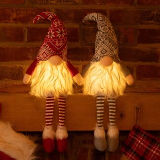 Led Light Dangly Legs Scandinavian Gonks - Christmas Decoration - Pack of 2
