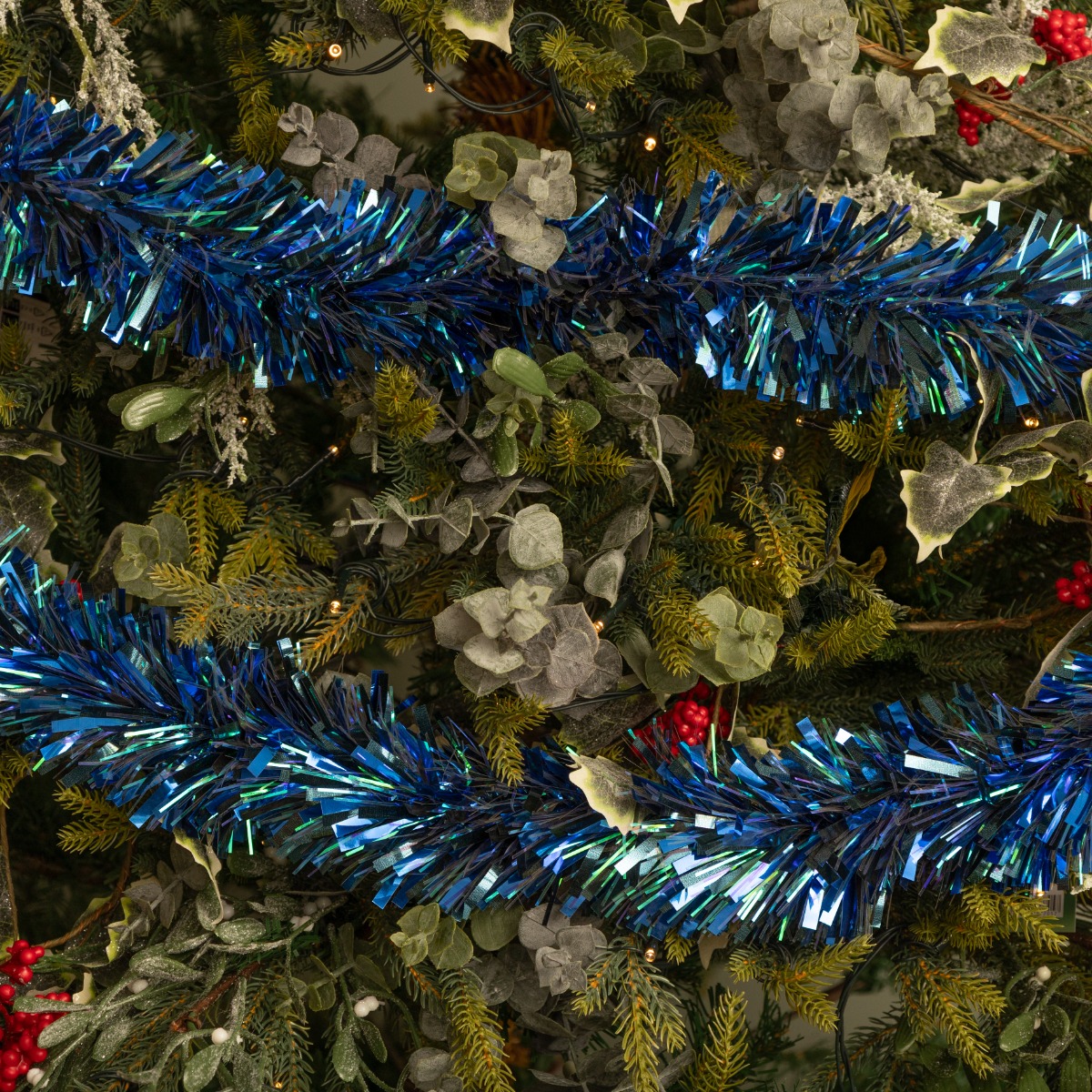 Christmas Tinsel in Royal Blue Shades - Christmas Tree Decoration