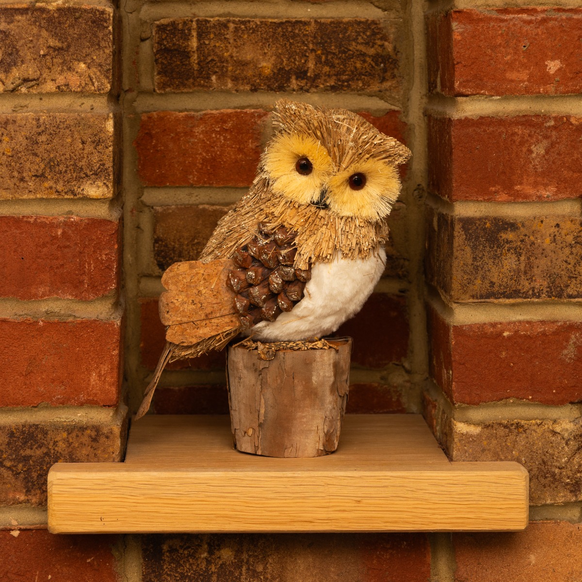 Bristle Owl On Log - Christmas Decoration