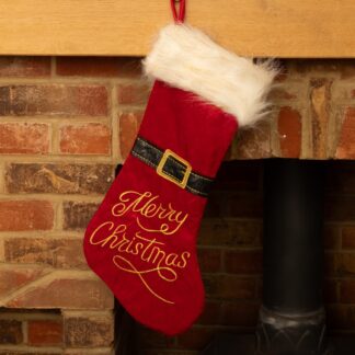 Red Stocking With Santa Belt - Christmas Decoration