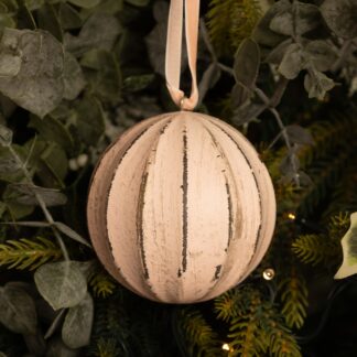 Wooden Light Pink Bauble - Christmas Tree Decoration