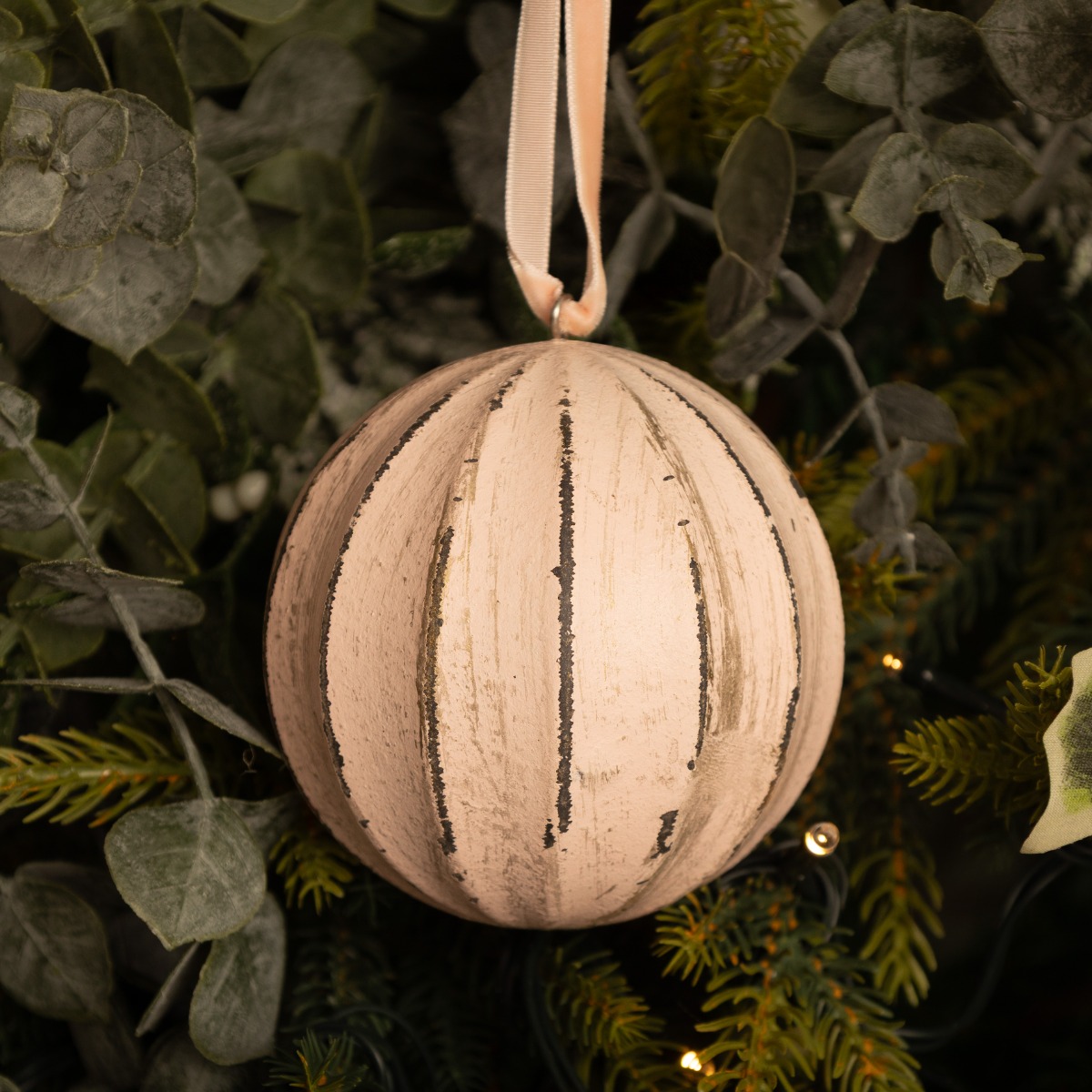Wooden Light Pink Bauble - Christmas Tree Decoration