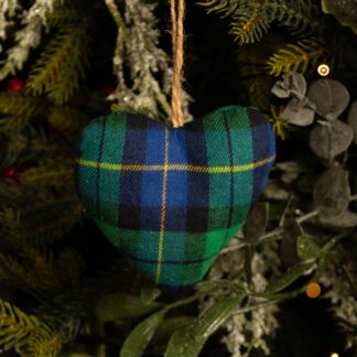Blue & Green Tartan Heart - Christmas Tree Decoration