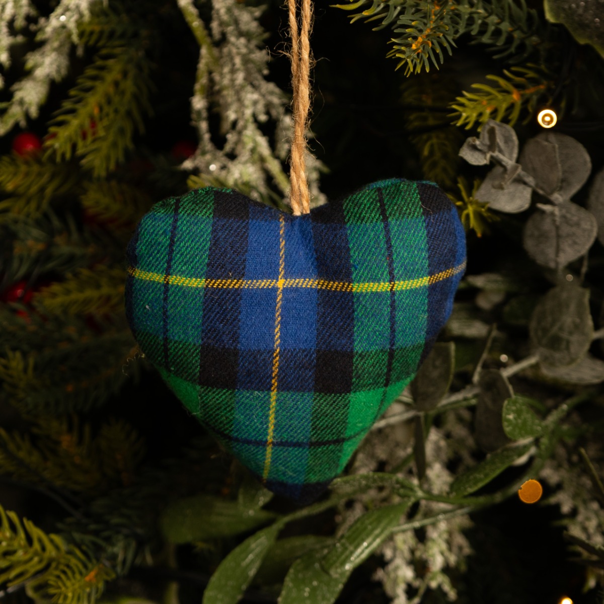 Blue & Green Tartan Heart - Christmas Tree Decoration