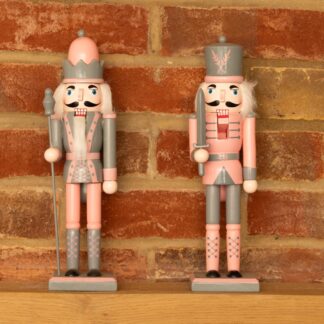 Blush Pink And Silver Nutcrackers - Christmas Decoration - Pack of 2