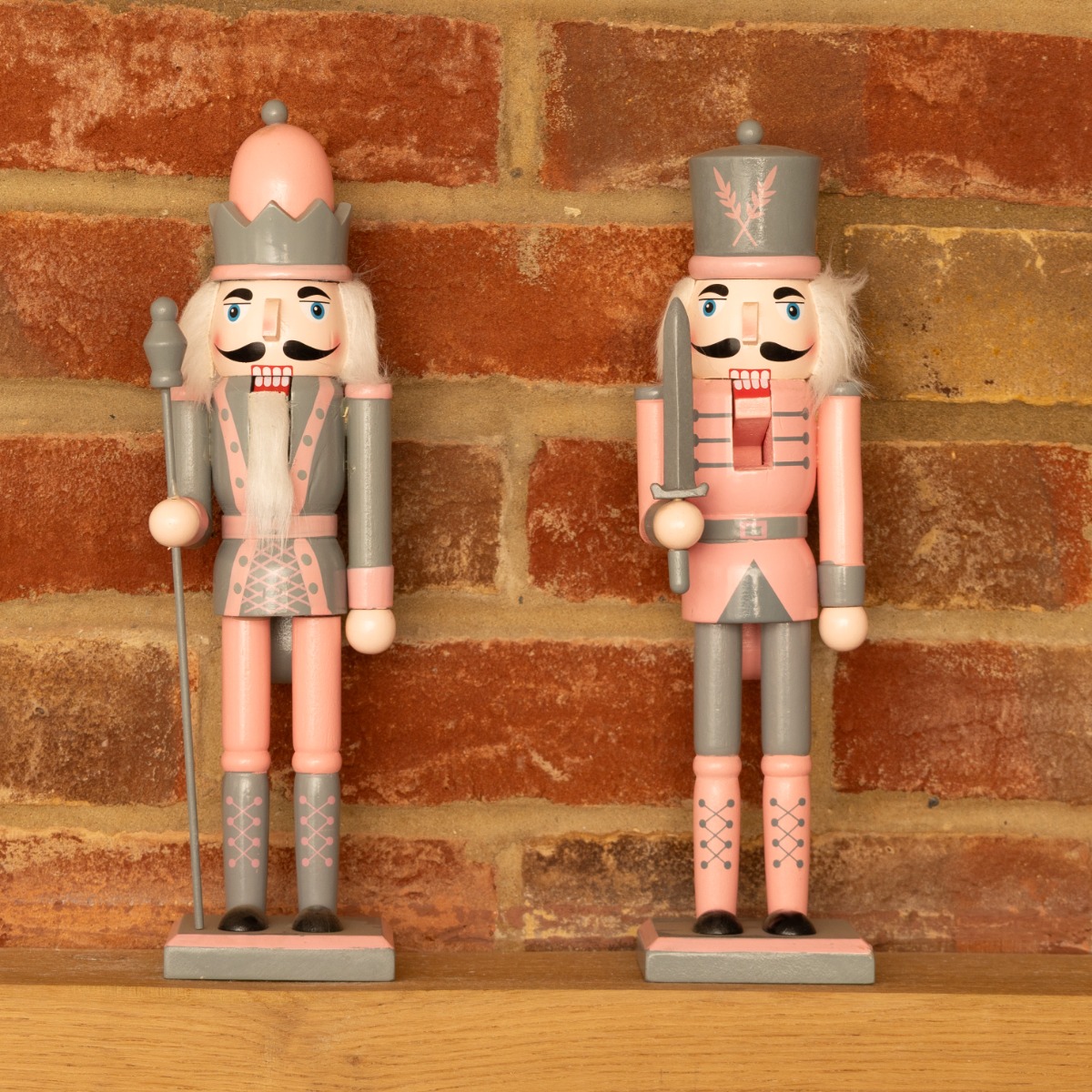 Blush Pink And Silver Nutcrackers - Christmas Decoration - Pack of 2
