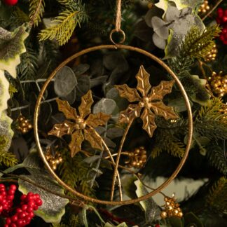 Metal Gold Ring With Flowers - Christmas Tree Decoration