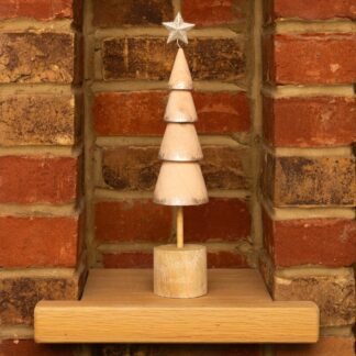 Pink Wooden Tree With Star - Christmas Table Decoration