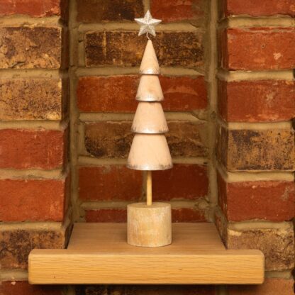 Pink Wooden Tree With Star - Christmas Table Decoration