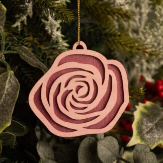 Blush Pink Wooden Rose - Christmas Tree Decoration