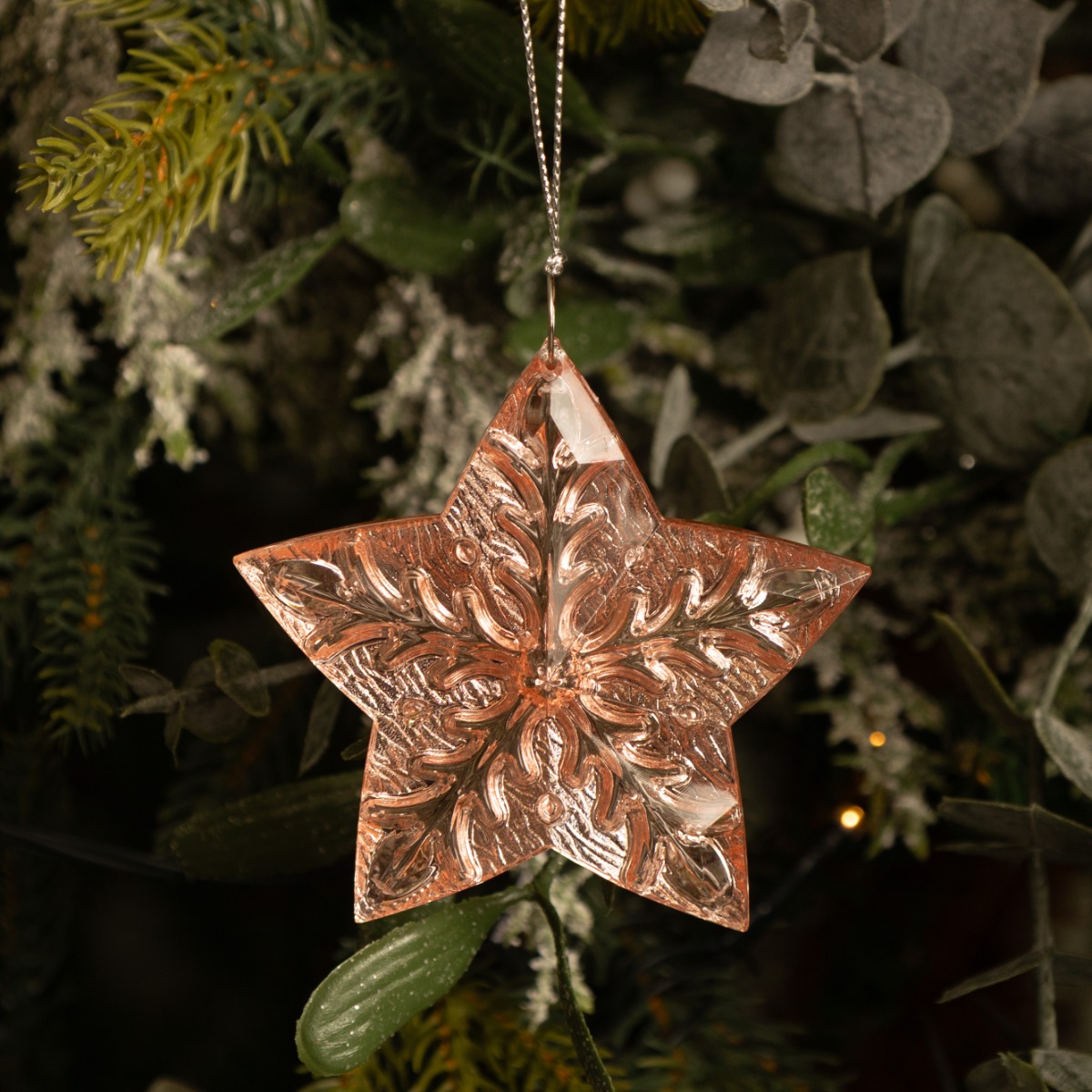 Iridescent Pink And Silver Star - Christmas Tree Decoration