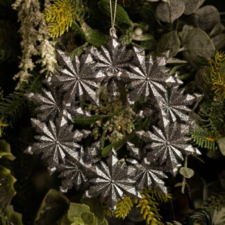 Iron Grey Glitter Snowflake Wreath - Christmas Tree Decoration