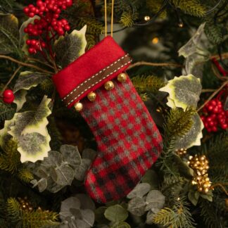 Red Tartan Stocking With Bell - Christmas Stocking
