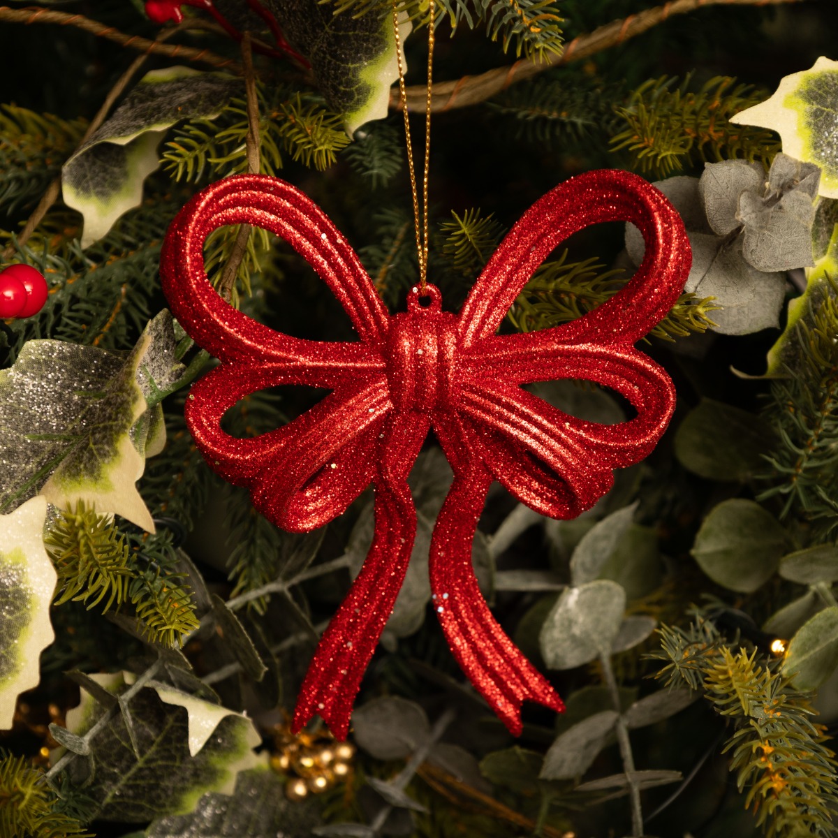 Red Glitter Bow - Christmas Tree Decoration