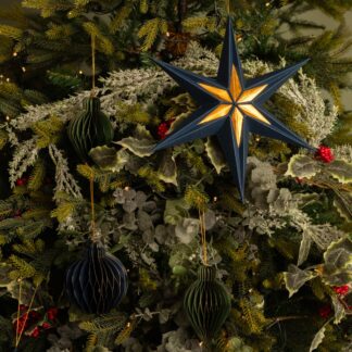 Pack of Six Assorted Hanging Paper Decorations - Christmas Tree Decoration