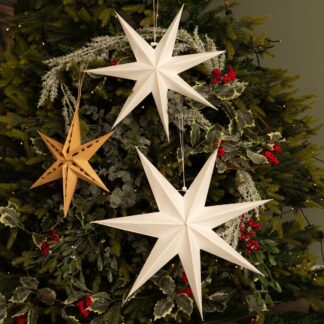 Pack of Three Paper Stars - Christmas Hanging Decoration