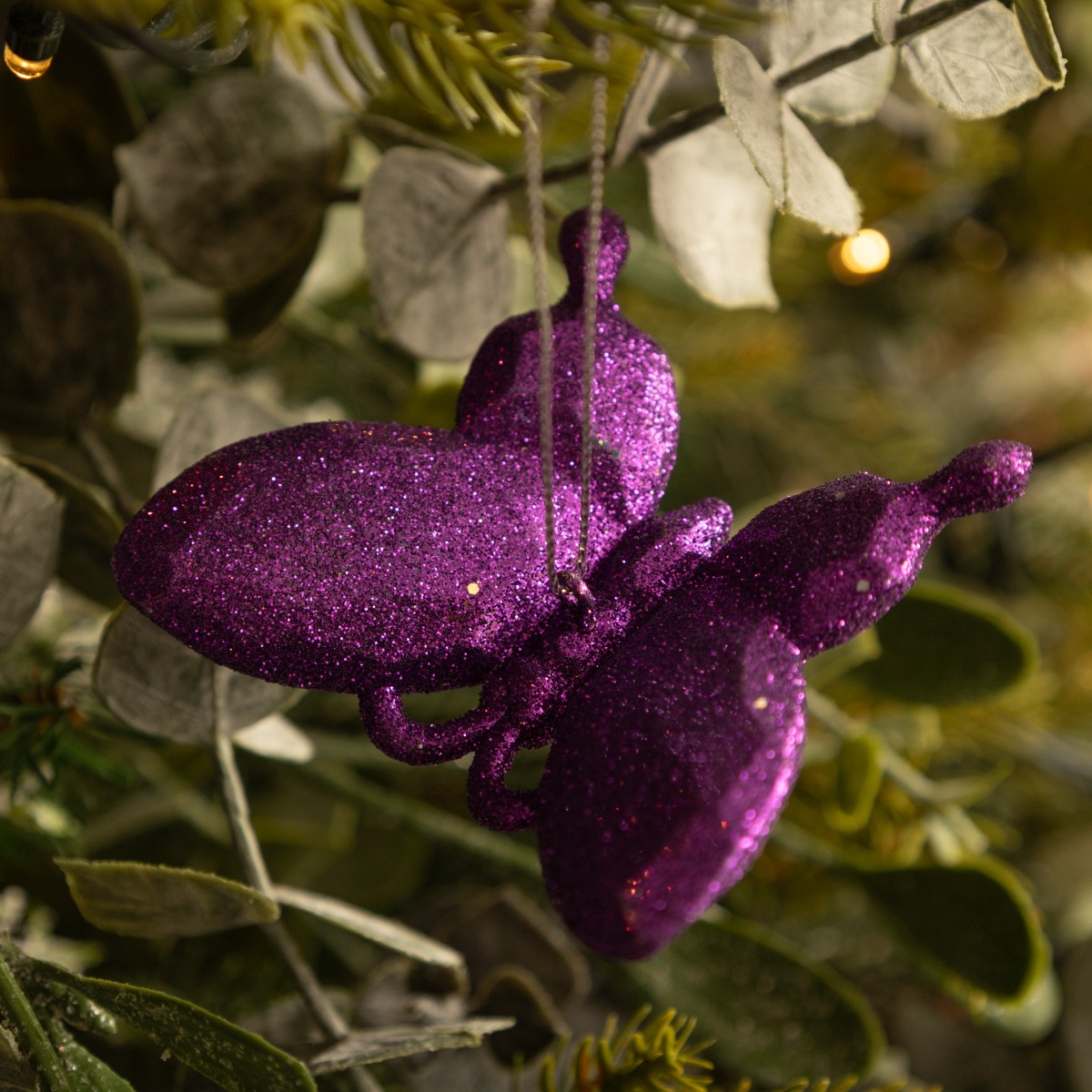 Purple Glitter Butterfly - Christmas Tree Decoration