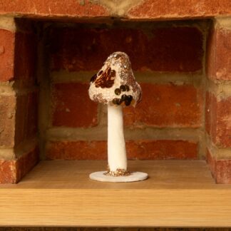 White And Gold Glitter Mushroom - Christmas Decoration