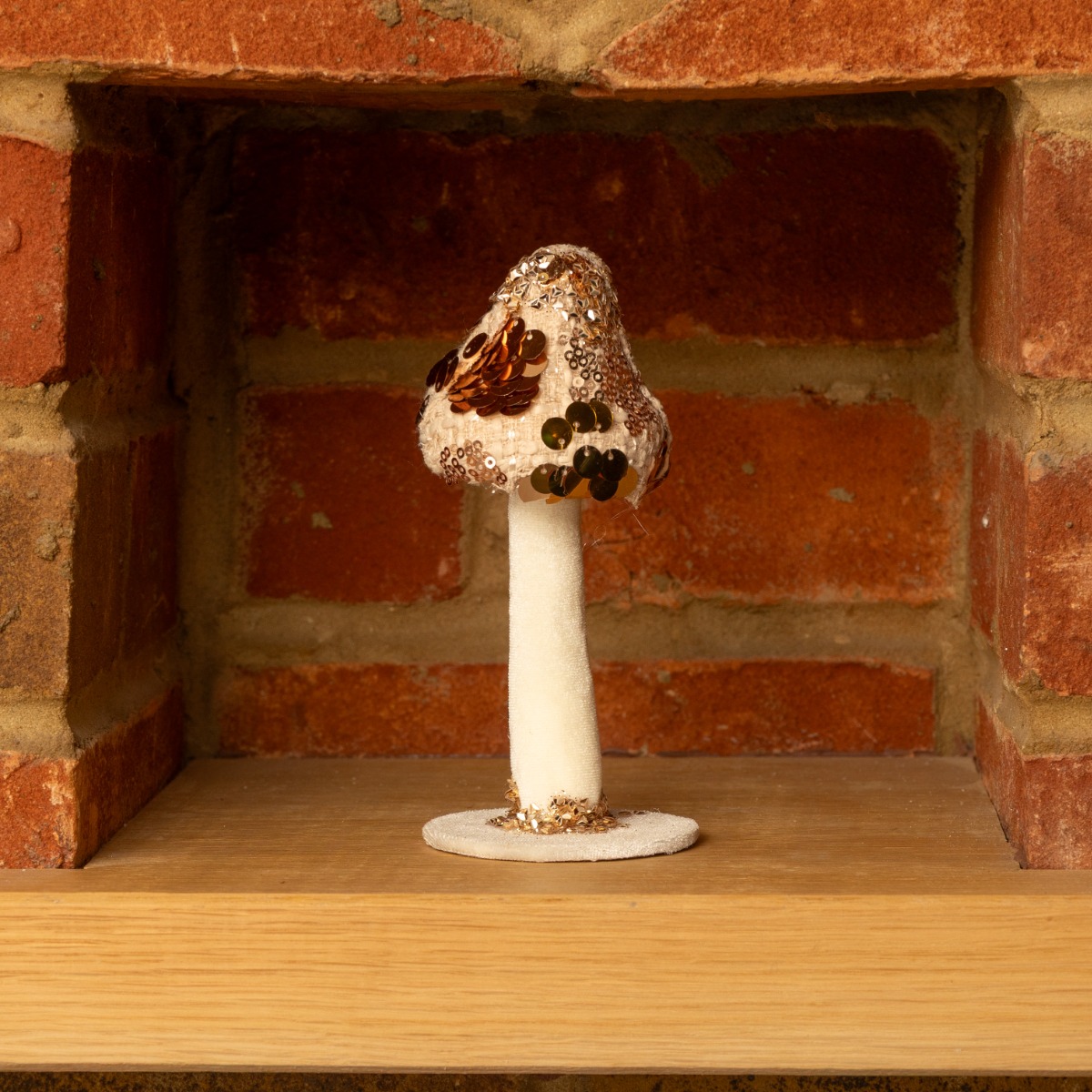 White And Gold Glitter Mushroom - Christmas Decoration