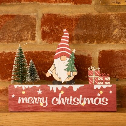 Red Led Merry Christmas Sign With Gonk - Christmas Decoration