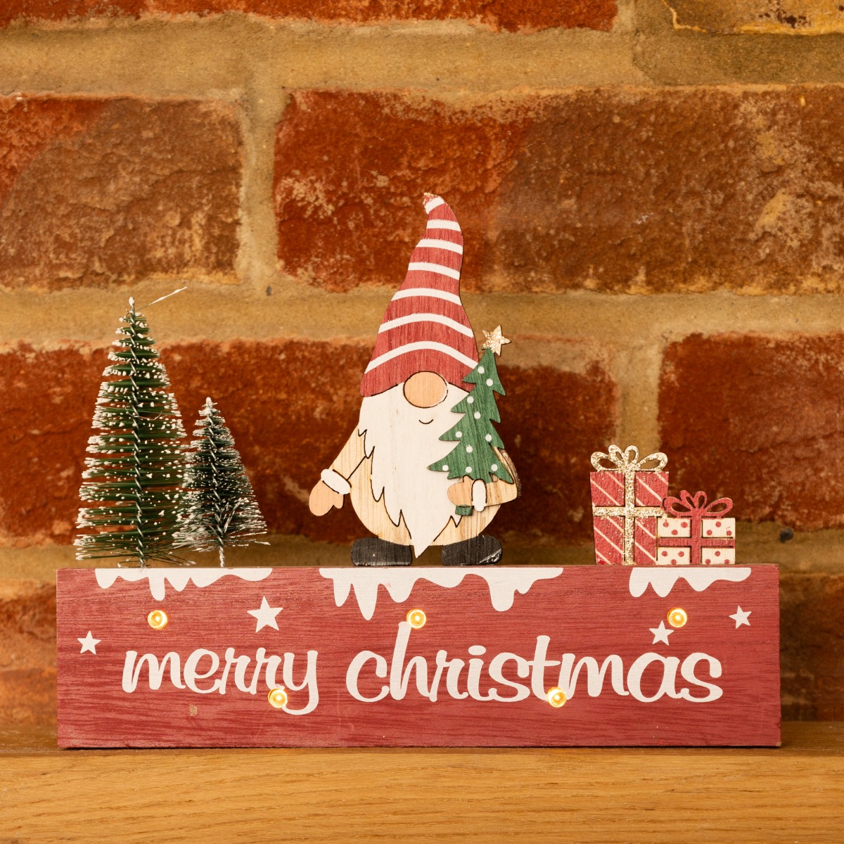 Red Led Merry Christmas Sign With Gonk - Christmas Decoration